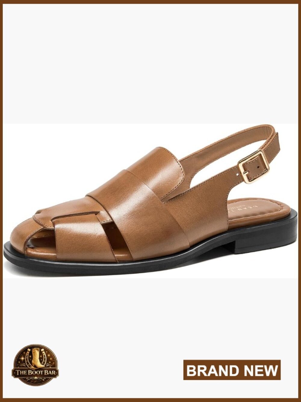 Women's Leather Fisherman Sandals, Closed Toe Slingback Buckle Flats